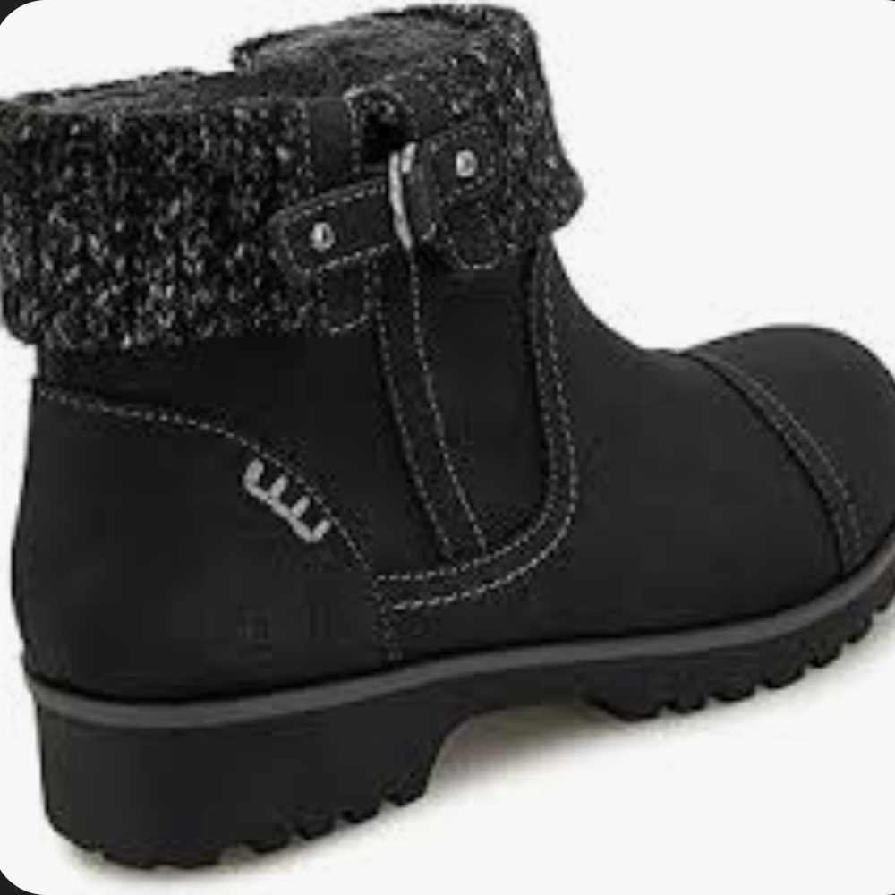 JBU Black Ankle Boots with Gray Knit Cuff